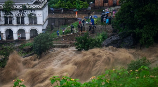 63 individuals are unaccounted for following a landslide that carried two buses into the Trishuli River in Nepal, resulting in the cancellation of flights between Kathmandu and Bharatpur.