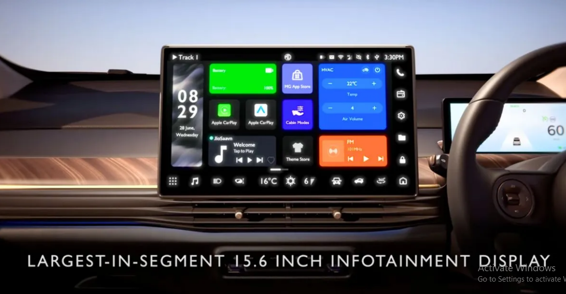 Largest infotainment system in its segment for MG Windsor Electric CUV.