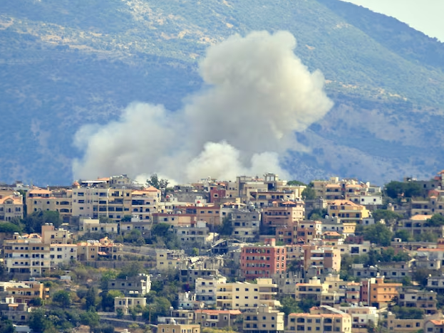 Israel attacks Hezbollah facilities in Lebanon while its leader Nasrallah is delivering a speech following the deadly explosions