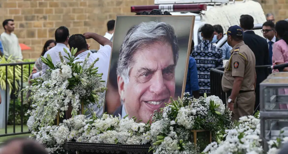 Thousands paid tribute during Ratan Tata’s funeral, with state honors being accorded for his last rites