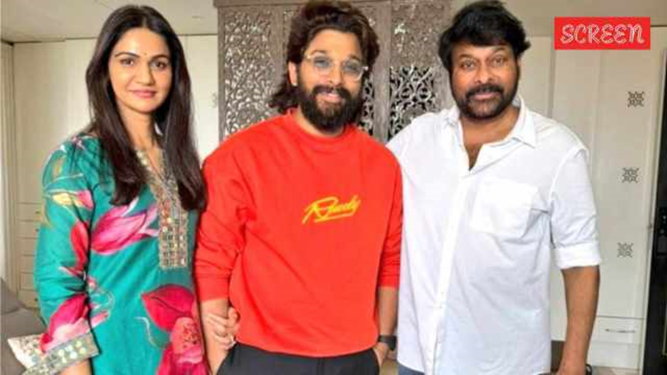 Allu Arjun goes to see his uncle Chiranjeevi with his wife Sneha Reddy and children after his release from prison